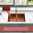 thumbnail image 3 of Strictly Sinks 32 Inch Undermount Workstation Copper Kitchen Sink – Wave Texture Double Bowl Sink, 3 of 9