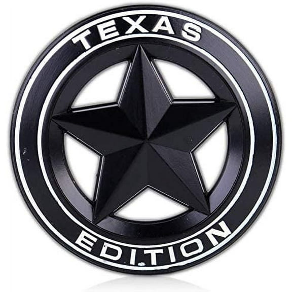 Muzzys Texas Edition Star BLACK/WHITE Round 3" Shield Emblem Universal Stick On FITS Tundra, Tacoma, F150, Silverado, Titan, Hood, Door, Tailgate, Grille, Fender, etc
