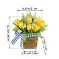 thumbnail image 4 of Spring Tulip Floral Basket – Easter Farmhouse Wreath Arrangement (Yellow, Indoor/Outdoor), 4 of 9