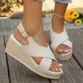 thumbnail image 2 of Wedge Sandals for Women Dressy Summer Platform Strappy Espadrille Casual Slingback Wedges Heels Open Toe Arch Support Pumps Shoes White Size 6.5, 2 of 7