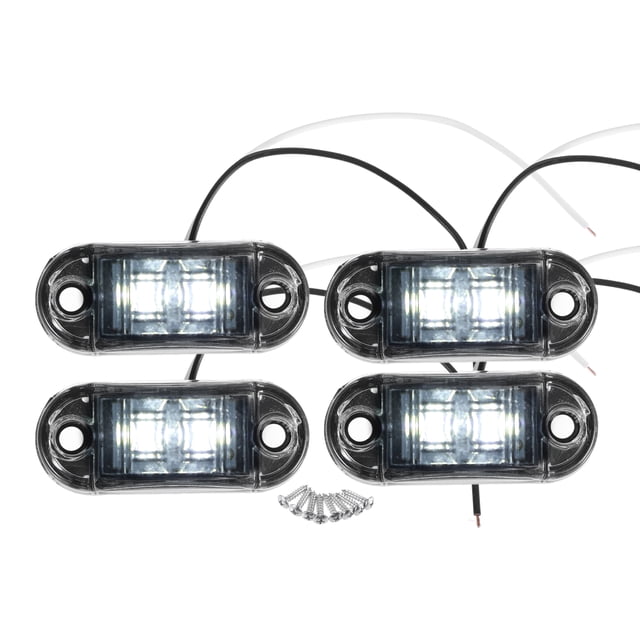 Unique Bargains Front Rear Side Marker Light 2 LED for Truck Camper Van Lorry RV Plastic White (Set of 4)