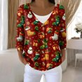 thumbnail image 2 of Women's Fashion Long Sleeve Christmas Snowman Snowflake Print Jacket Cardigan for Holiday Party and Casual Daily Wear,Red,M, 2 of 6
