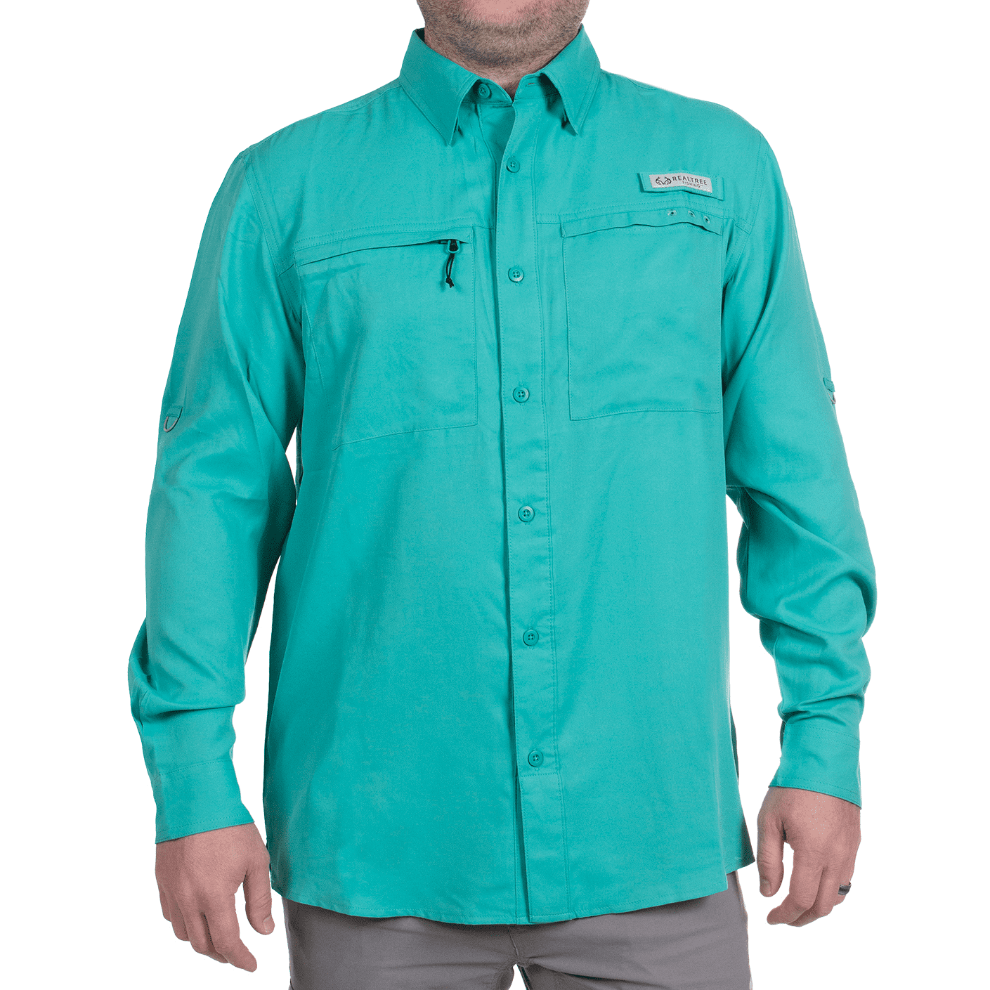 Realtree Long Sleeve Fishing Guide Shirt for Men, Lagoon, Size 2X-Large 