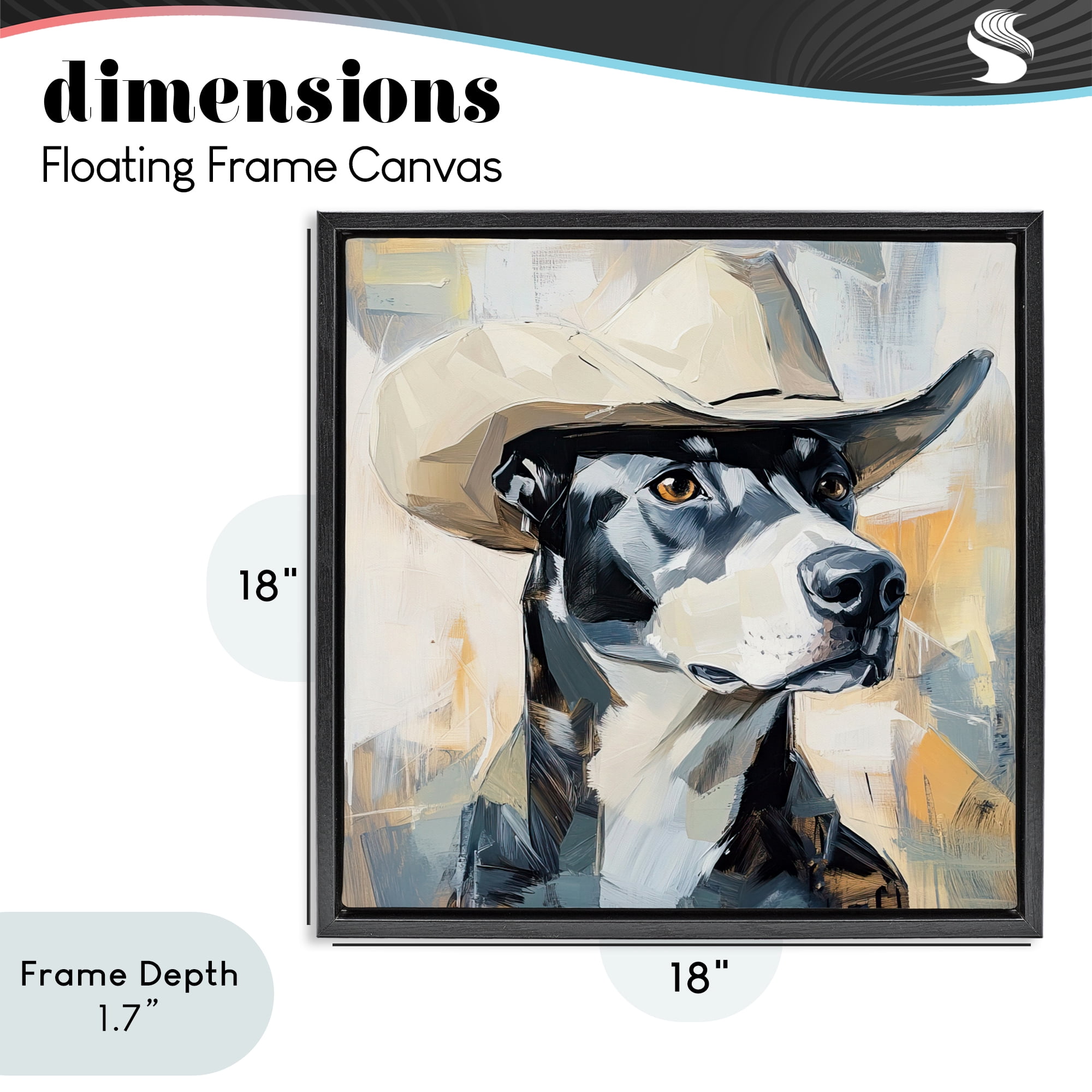 Stupell Industries Deputy Dog Cowboy Hat Black Framed Floater Canvas Wall Art, design by Tina LeCour