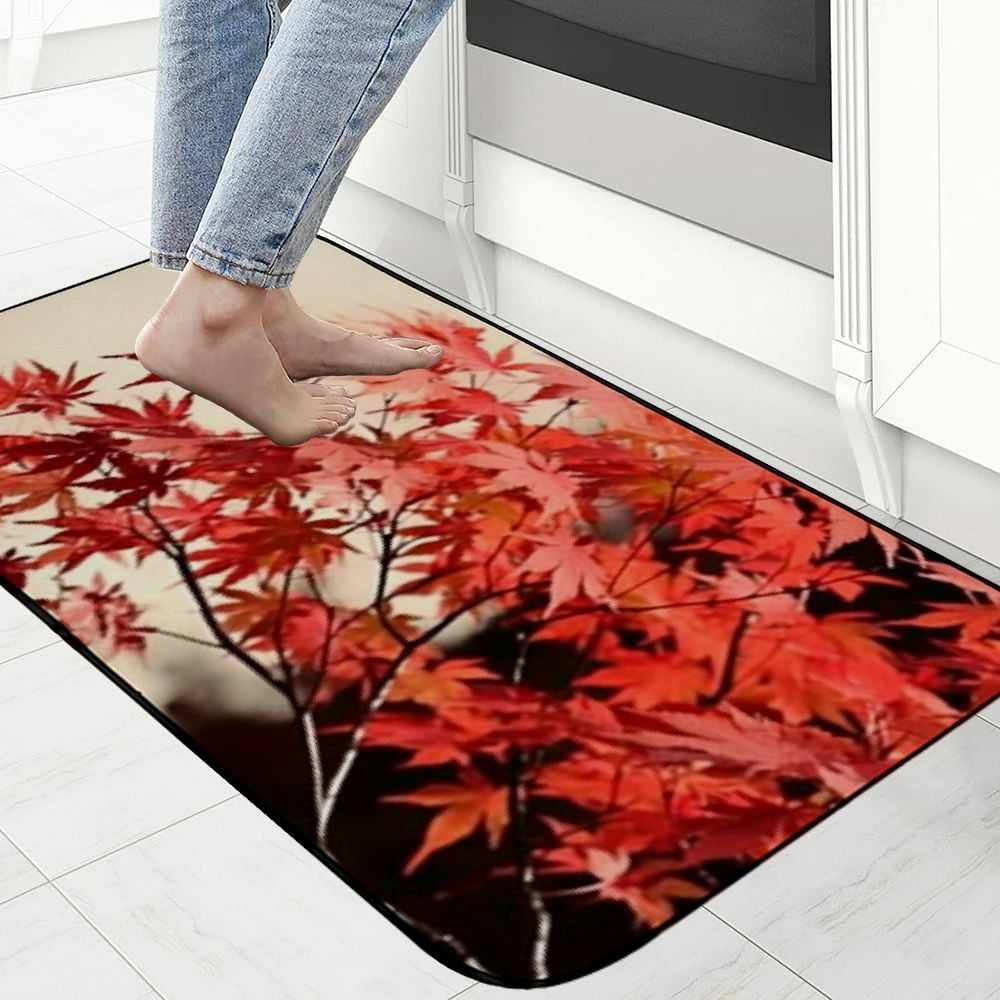 PHYHOO Decorative Door Mat, Door Mat with Non-Slip Rubber Backing, Easy Cleaning, Traps Dirt, Rug for Entry, Patio, Garage - Japan Landscape Natural K Wood Autumn Plant Leaf  19.68*47.24 in