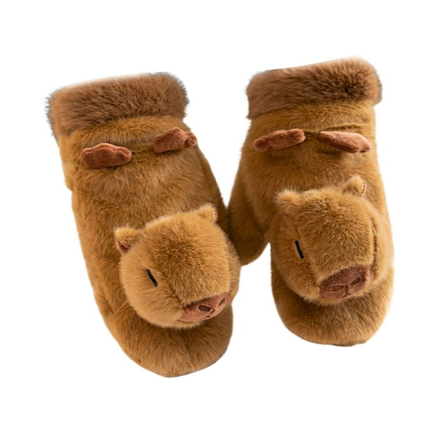 Hearth & Gear Animal Mittens Cute Animal Mittens Animal Warm Hand Mittens Capybara Winter Warm Gloves Rare Capybara Gloves Capybara Skin Gloves For Cycling Biking And Sporting Driving Small Reusable