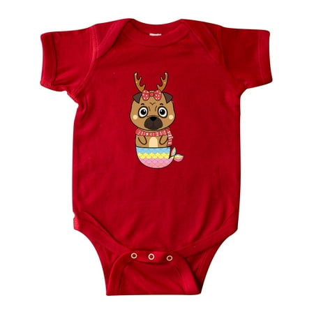 

Inktastic Pug Christmas Mermaid Gift Baby Boy or Baby Girl Bodysuit