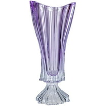 Aurum Crystal 16'' Height 'Plantica' Amethyst Crystal Footed Vase, Hand-Crafted Decorative Footed Flower Jar