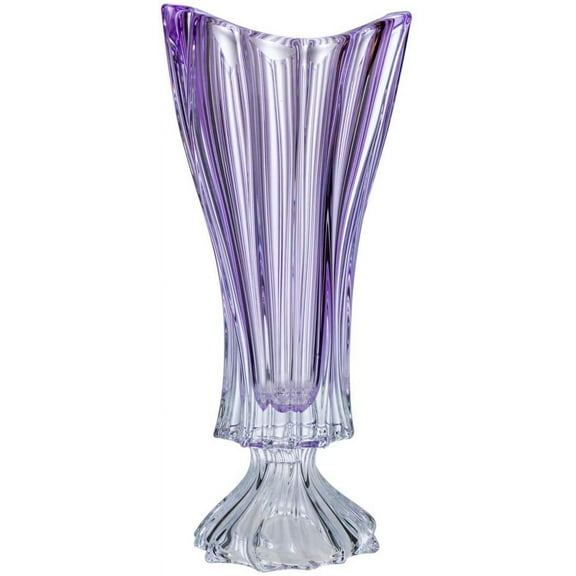 Aurum Crystal 16'' Height 'Plantica' Amethyst Crystal Footed Vase, Hand-Crafted Decorative Footed Flower Jar
