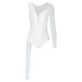 thumbnail image 5 of Zaldita Women's Gymnastics Leotard One Piece Sheer Mesh Long Sleeve Bodysuit Lyrical Ballet Dancewear Ivory M, 5 of 6