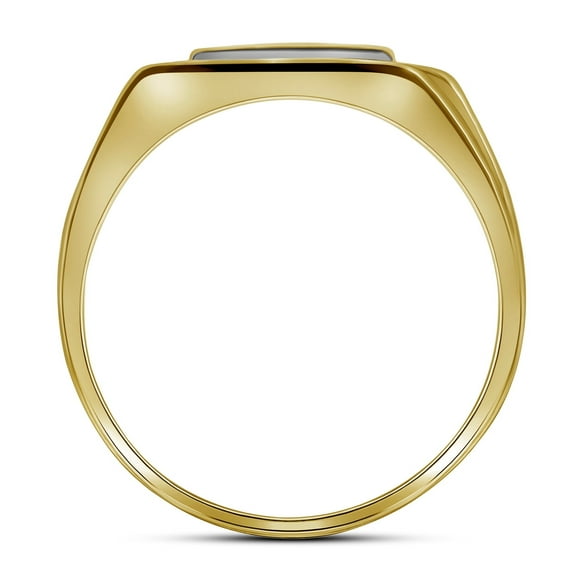 10K Yellow Gold Mens Round Diamond Rectangle Cluster Ring 1/4ctw, Mens Size: 7-13