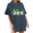 thumbnail image 1 of Birdeem Mode Femme T-Shirt Uni à Col Rond Imprimé à Manches Courtes Impression Blouse Ample Hauts, 1 of 5