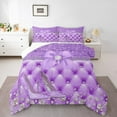 thumbnail image 2 of Feelyou Fashion High Heel Full Size Comforter Sets for Kids, Dreamy Purple Bowknot Bedding Comforter Set, Modern Fashion Diamond Bedding Sets, Luxury Bedroom Decor, 3pcs, 2 of 8