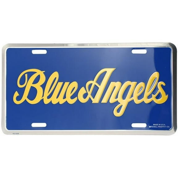 Blue Angels Script Metal License Plate