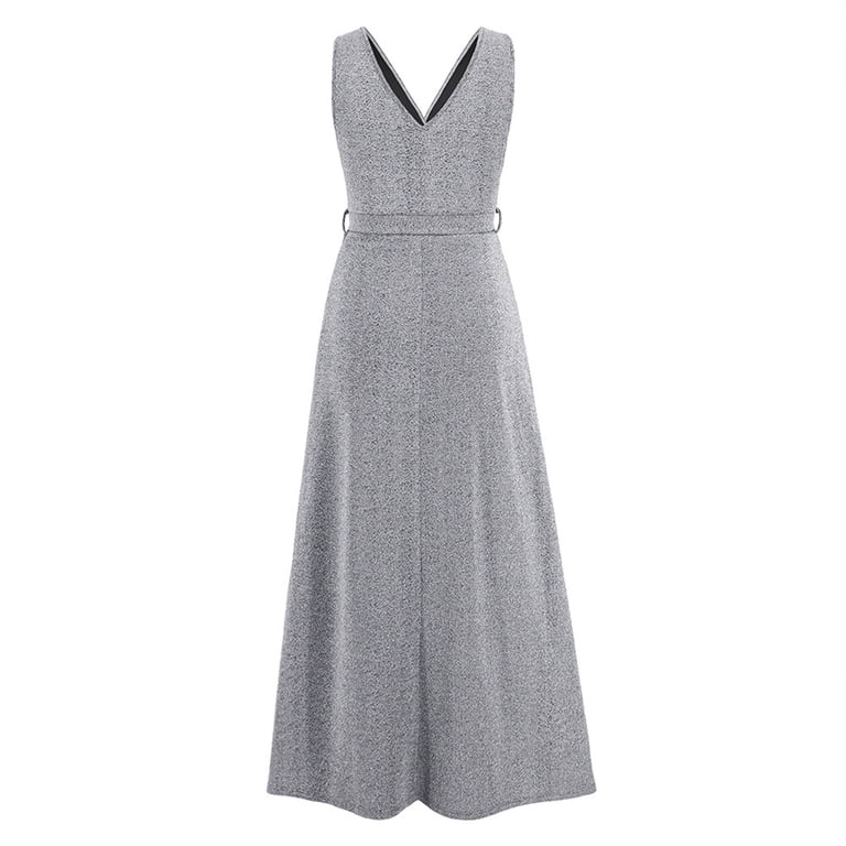 Finelylove Dress With Slit Semi Formal Dresses For Woman A-line Short Short  Sleeve Solid Silver XL - Walmart.com