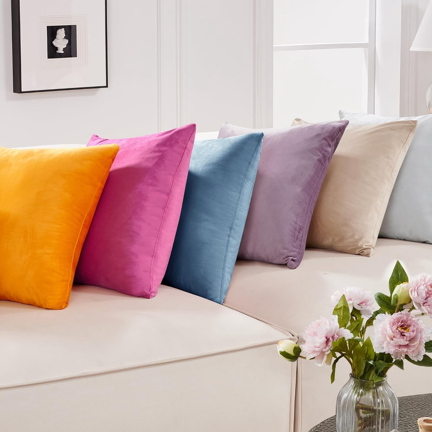 Dtwnek Pack of 2 Velvet Throw Pillow Covers Decorative Pillow Case Solid Color Cushion Case for Couch Living Room Sofa Bedroom Car, 24x24inch