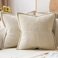 thumbnail image 6 of Throw Pillows for Couch, Yamaziot 18" x 18" Decorative Pillow Accent Cushion for Sofa Bed Living Room, Cream White Corduroy, 2 Pack, 6 of 9