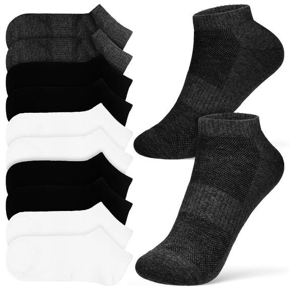 unbranded 9 Pairs Men Ankle Socks Sports Running No Show Low Cut Cotton Socks for Hiking Cycling