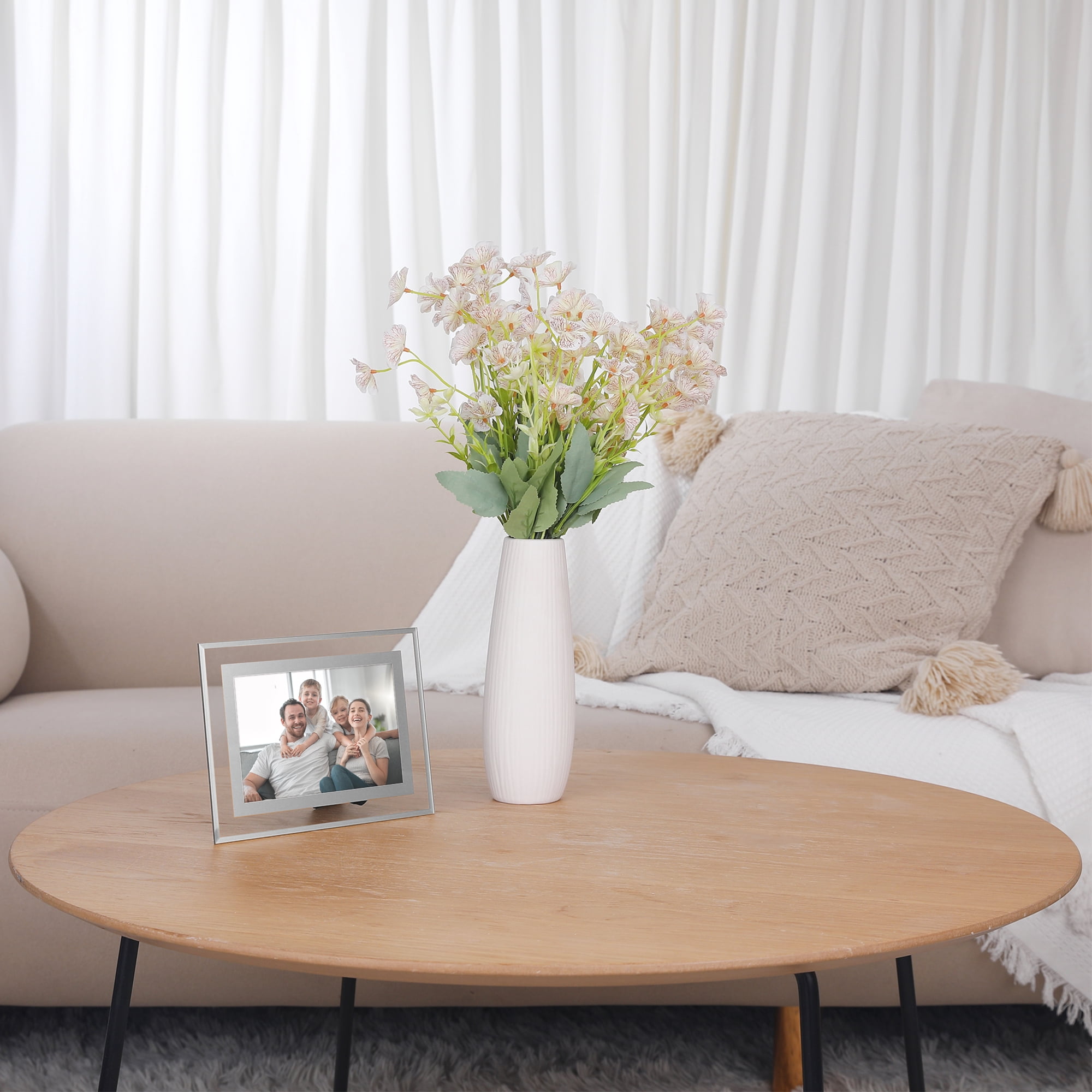 Unique Bargains Glass Picture Frame for Tabletop Display for Classy Home Decor Silver 4x6/6x8