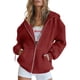 thumbnail image 1 of Sudadera con cremallera PRETTYGARDEN 2025 marrón rojo talla S, 1 of 7