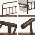 thumbnail image 5 of Alden Design Twin Size Metal Platform Twin Bed with High Headboard, Bronze,, 5 of 11