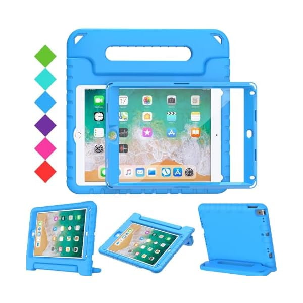 wonim11 BMOUO Kids Case for iPad 9.7 Inch 2018/2017,iPad Air 2 - with Screen Protector, Shockproof Handle Stand Case for iPad 9.7 Inch 2017/2018 (iPad 5th and 6th Generation) - Blue