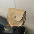 thumbnail image 4 of Women’s Small Saddle Bag Faux Leather Suede Crossbody Purse 7x6x2.4in Adjustable Strap Fashion Shoulder Handbag Black White Khaki Brown Everyday Use, 4 of 5