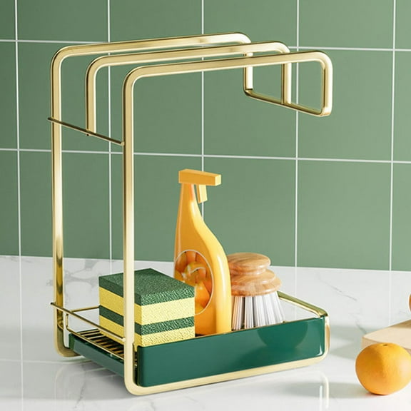 DRAFIDEEP Dishcloth Hanger Drying Hanging Golden Plastic 1Set 21.5X13X28Cm