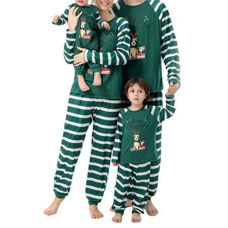 

Frobukio Family Matching Christmas Pajamas Elf PJs Xmas Printed Sleepwear for Baby Boys Girls Women Men Green Mom-M