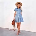 thumbnail image 3 of Women's Spring/Summer New Style Elegant Commuter Fashion Loose Denim Shirt Short-Sleeve Dress, 3 of 4