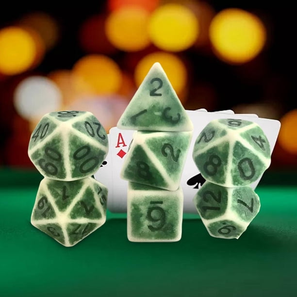 Dados poliédricos acrílicos Macarena 7 piezas de juego verde