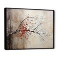 thumbnail image 2 of Designart "Red Leafs Tree Of Grey II" Floral Floater Framed Wall Art Print, 2 of 7
