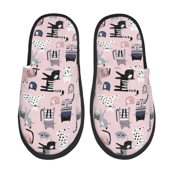 Fotbe Cat Pantuflas Peludas para Mujer con Estampado, Zapatillas de Peluche, Zapatos de Invierno para Casa, Uso Interior y Exterior-Large