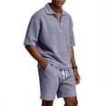 thumbnail image 4 of Mens Vacation Outfits Casual Tracksuit Short Sleeve Golf Polo Shirts and Shorts Set Summer Loose Fit Tracksuit Outfits, 4 of 8