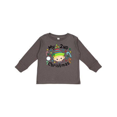 

Inktastic My 2nd Christmas Elf Boy with Candy Canes Gift Toddler Boy or Toddler Girl Long Sleeve T-Shirt