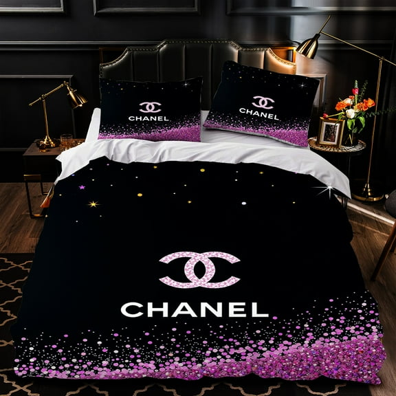 Chic 3-Piece Duvet Cover Set - Black & White Floral Pattern with Pink & Purple Accents Includes Matching Pillow Elegant Bedroom Decor