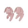 thumbnail image 2 of Toddler Baby Girls Fall Clothing Sets 0 6 12 18 24 Months 2T 3T Letter Embroidered Long Sleeve Round Neck Sweatshirt Pocket Long Pants Outfits, 2 of 9