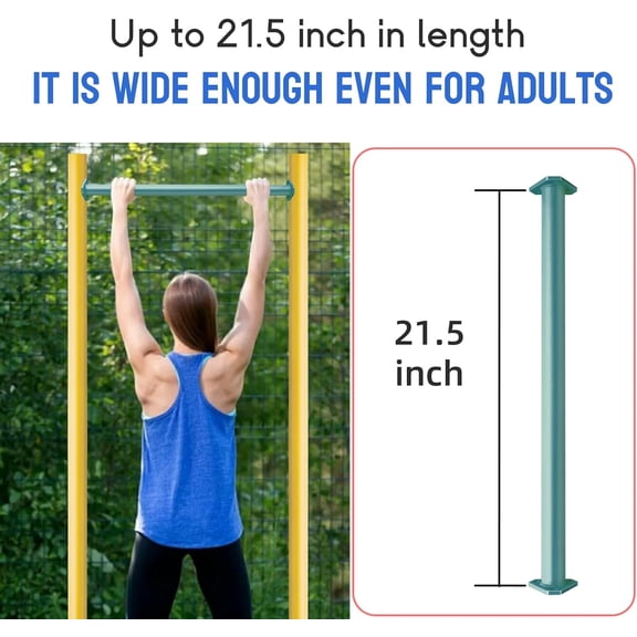 Extra Long 21.5" Steel Monkey Bars for Backyard - Ladder Rungs Hardware Kit - Hexagonal at Both Ends (Set of 6) (Green)