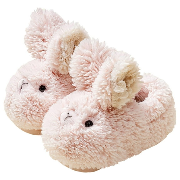 Dakaela Toddler Slippers Girls Boys Kids Bunny House Slipper Winter Cute Rabbit Plush Fuzzy Shoes Pink