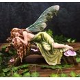 thumbnail image 1 of Ebros Beautiful Green Forest Fairy With Red Hair Sleeping On Tree Log Statue, 1 of 6