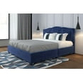 thumbnail image 4 of Modern Velvet 60" Queen Platform Bed with Storage Drawers in Blue, 4 of 7