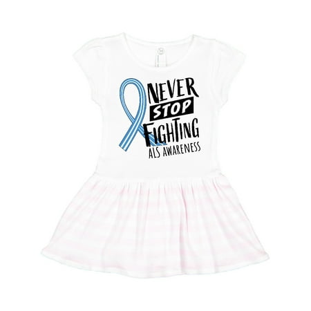 

Inktastic Never Stop Fighting ALS Awareness Gift Toddler Girl Dress