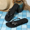 thumbnail image 6 of Women’s Rhinestone Bow Wedge Thong Flip Flops, PVC Non-Slip Open Toe Beach Indoor Outdoor Slippers, 6 of 6