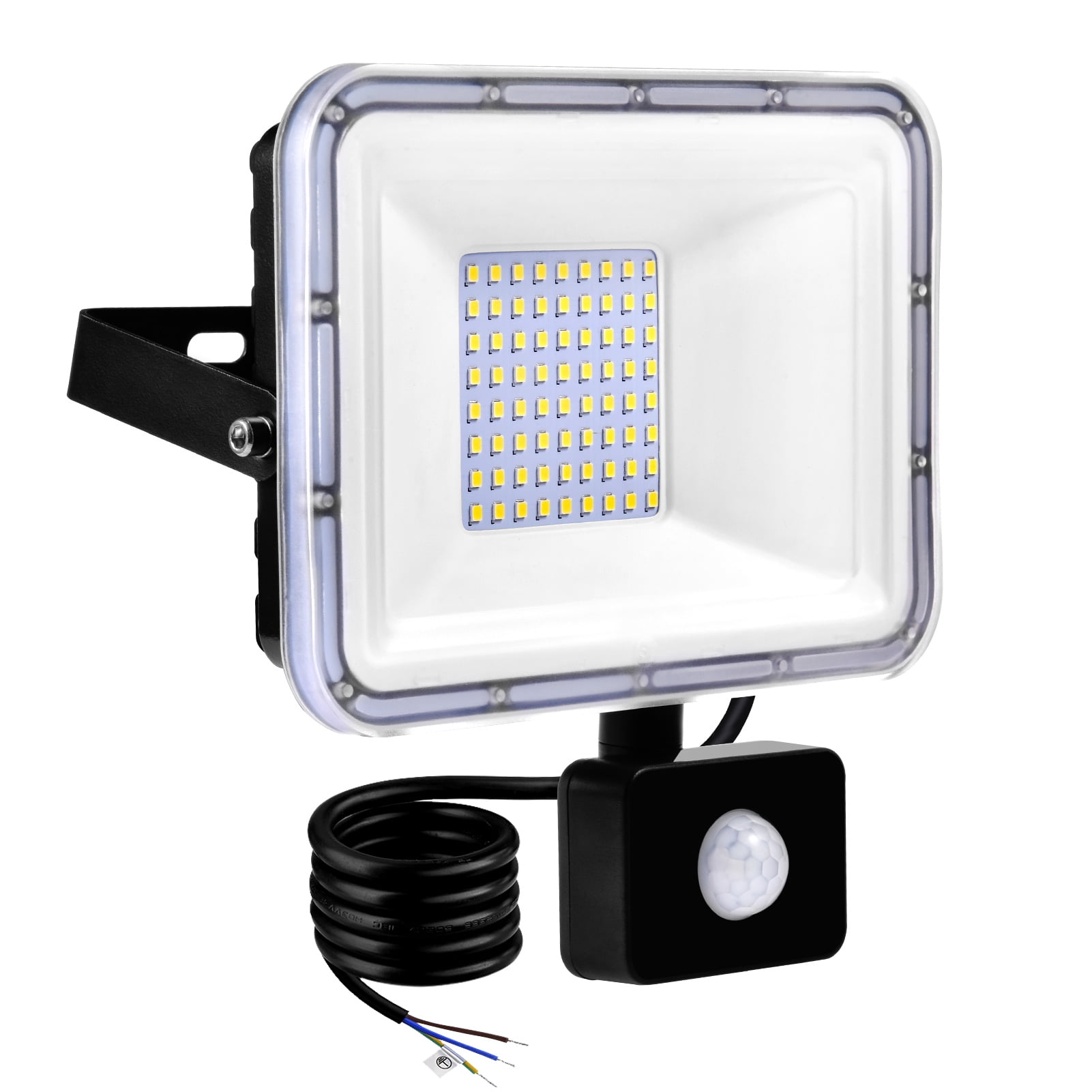 Bright 50W SMD LED Slim Floodlight PIR Motion Sensor Security Garden Cool White 