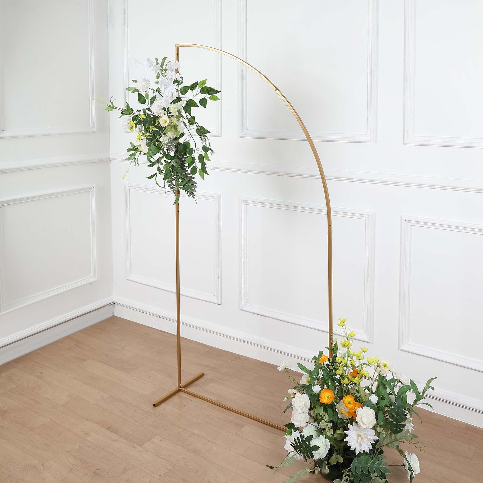 Efavormart 6ft Gold Metal Wedding Arch Chiara Backdrop Stand, Half Moon ...