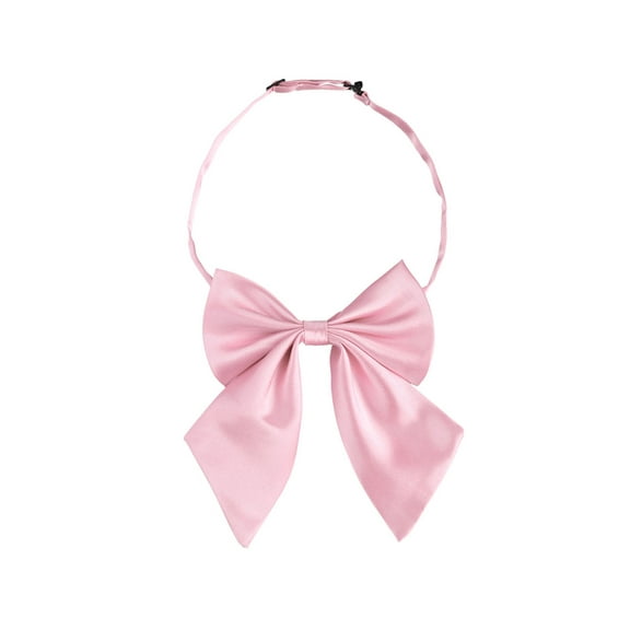 INSPIRE CHIC Women's Adjustable Solid Color Pre-tied Bowknot Uniform Bow Tie Pink
