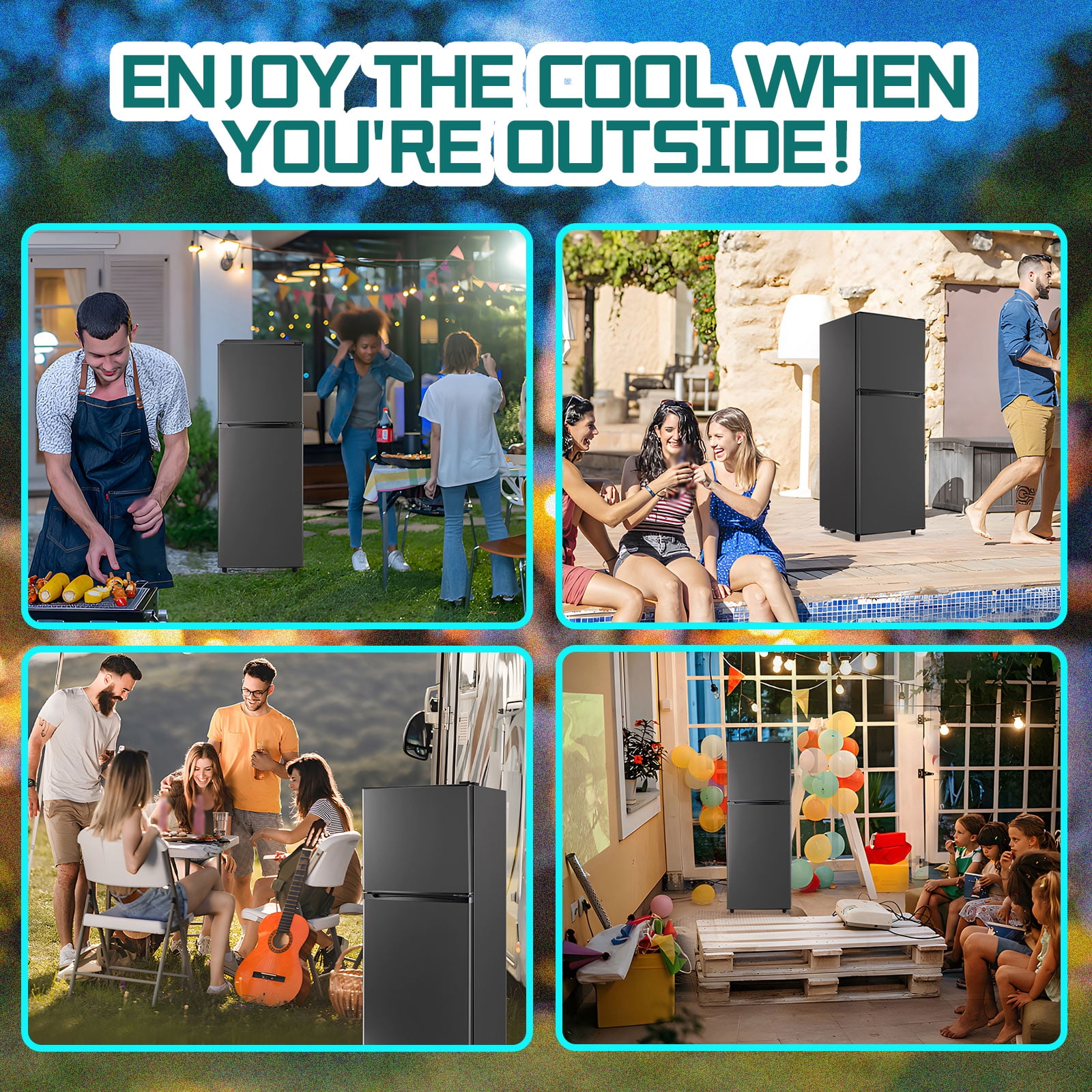 JIEJIA 5.0 Cu.Ft Apartment Size Refrigerators with Separate Freezer, 2 Door Refrigerator, Small Fridge with Freezer, Gray