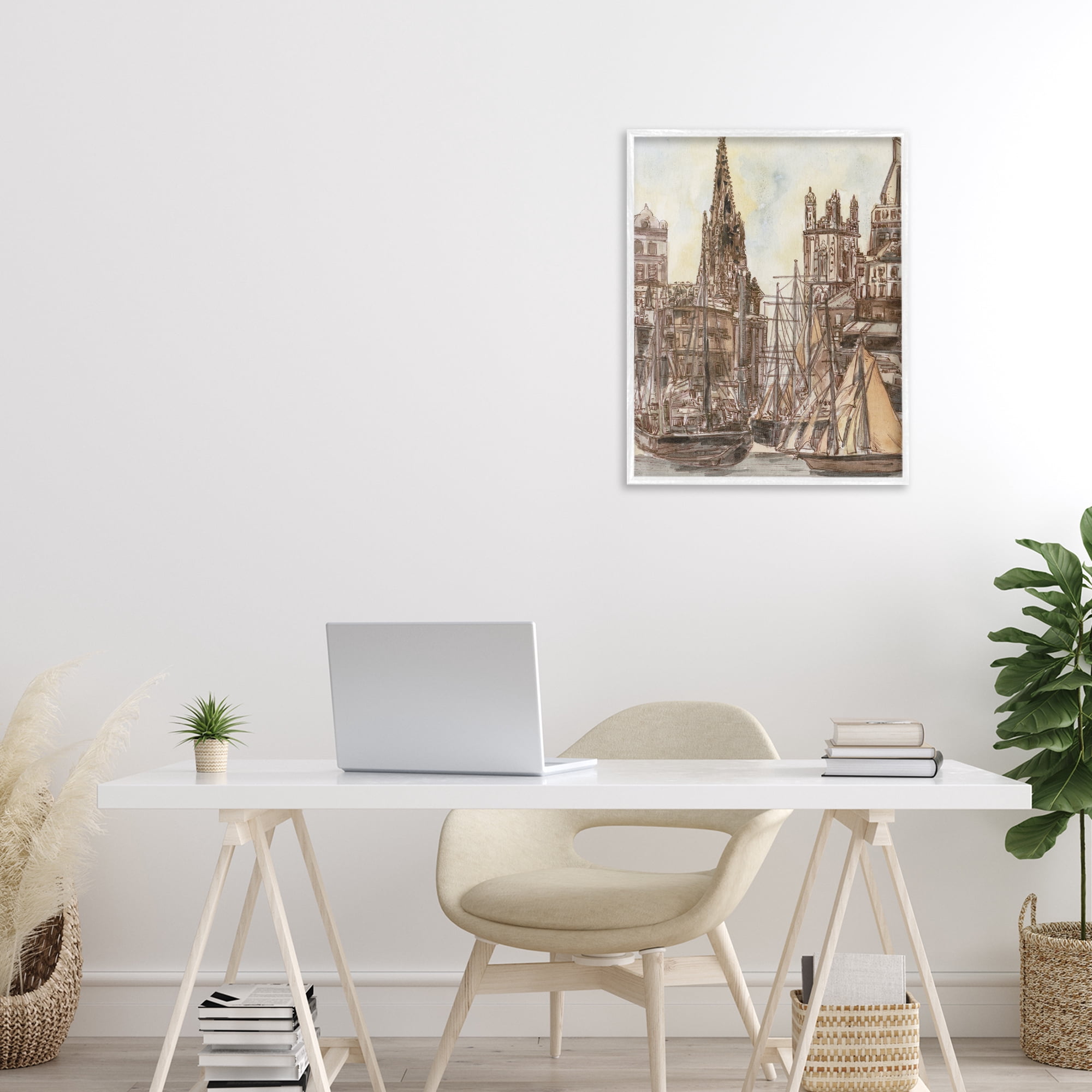 Stupell Industries Salted Remnants Harbor White Framed Giclee Art, design by Melissa Wang