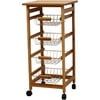 Bamboo Wood Kitchen Carts with Baskets
