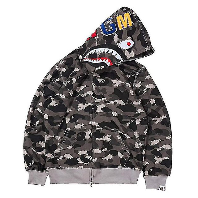 Nueva tendencia tiburón sudadera con capucha estampado de camuflaje algodón casual suelta cremallera chaqueta con capucha para hombres mujeres Xinda